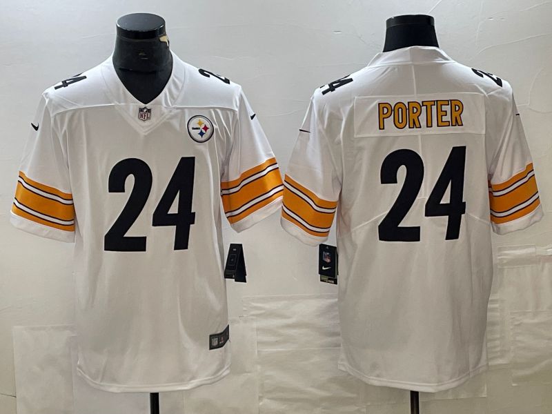 Men Pittsburgh Steelers 24 Porter White 2023 Nike Vapor Limited NFL Jersey style 1